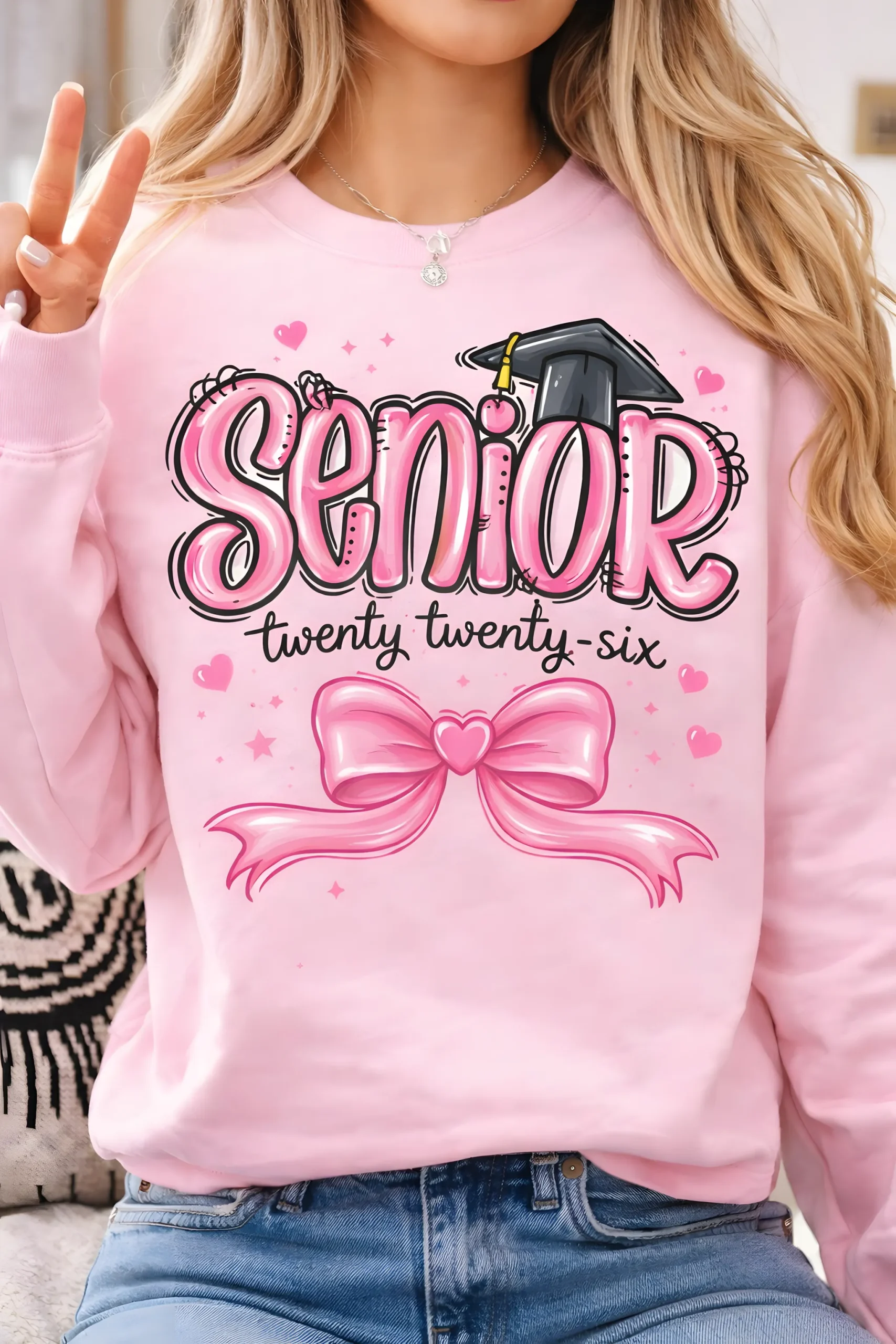 Senior 2026 PNG for Girly Graduation Apparel 5 Senior 2026 shirt design on girly graduation t-shirt mockup