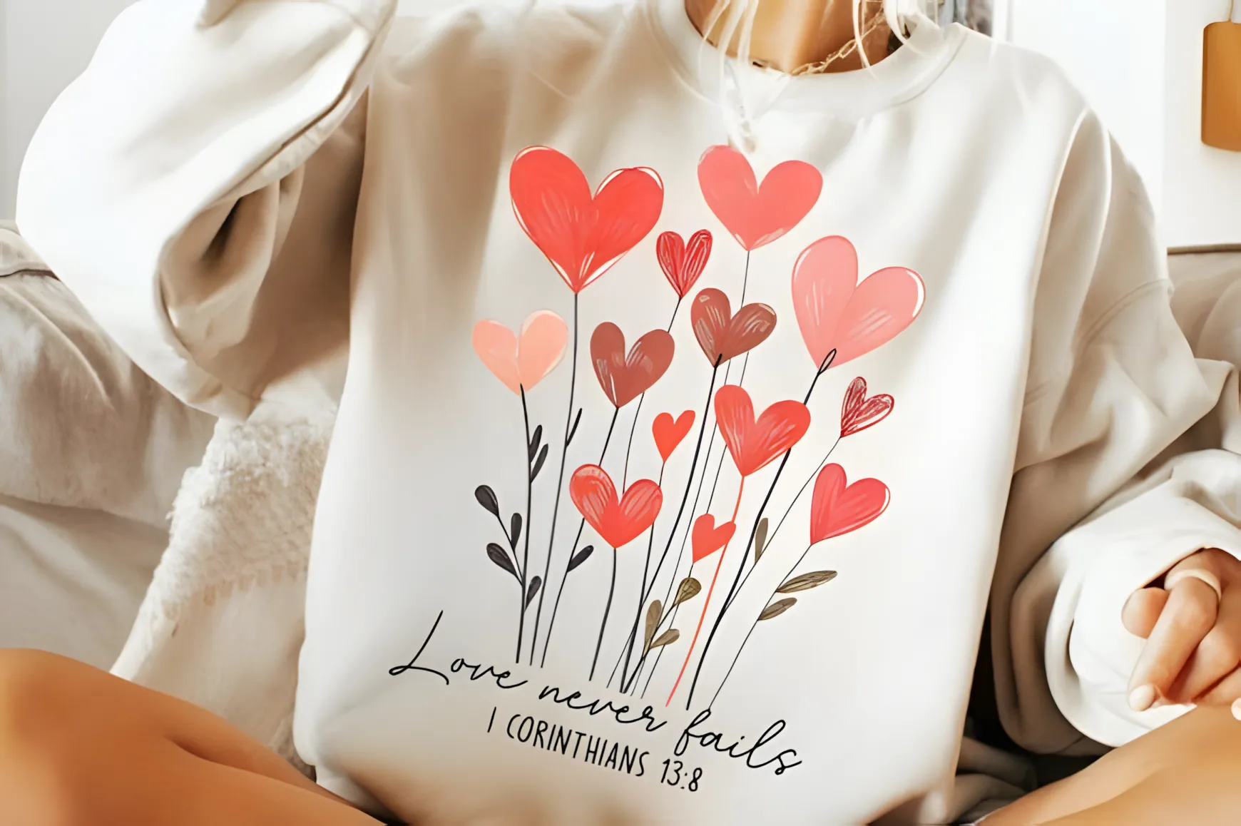 Love Never Fails PNG Christian Valentine scripture design preview