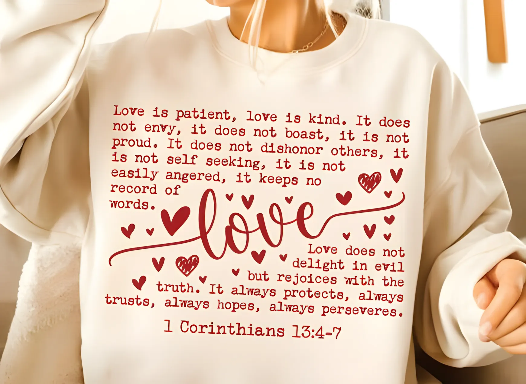 Love Is Patient PNG Christian Valentine Bible verse design