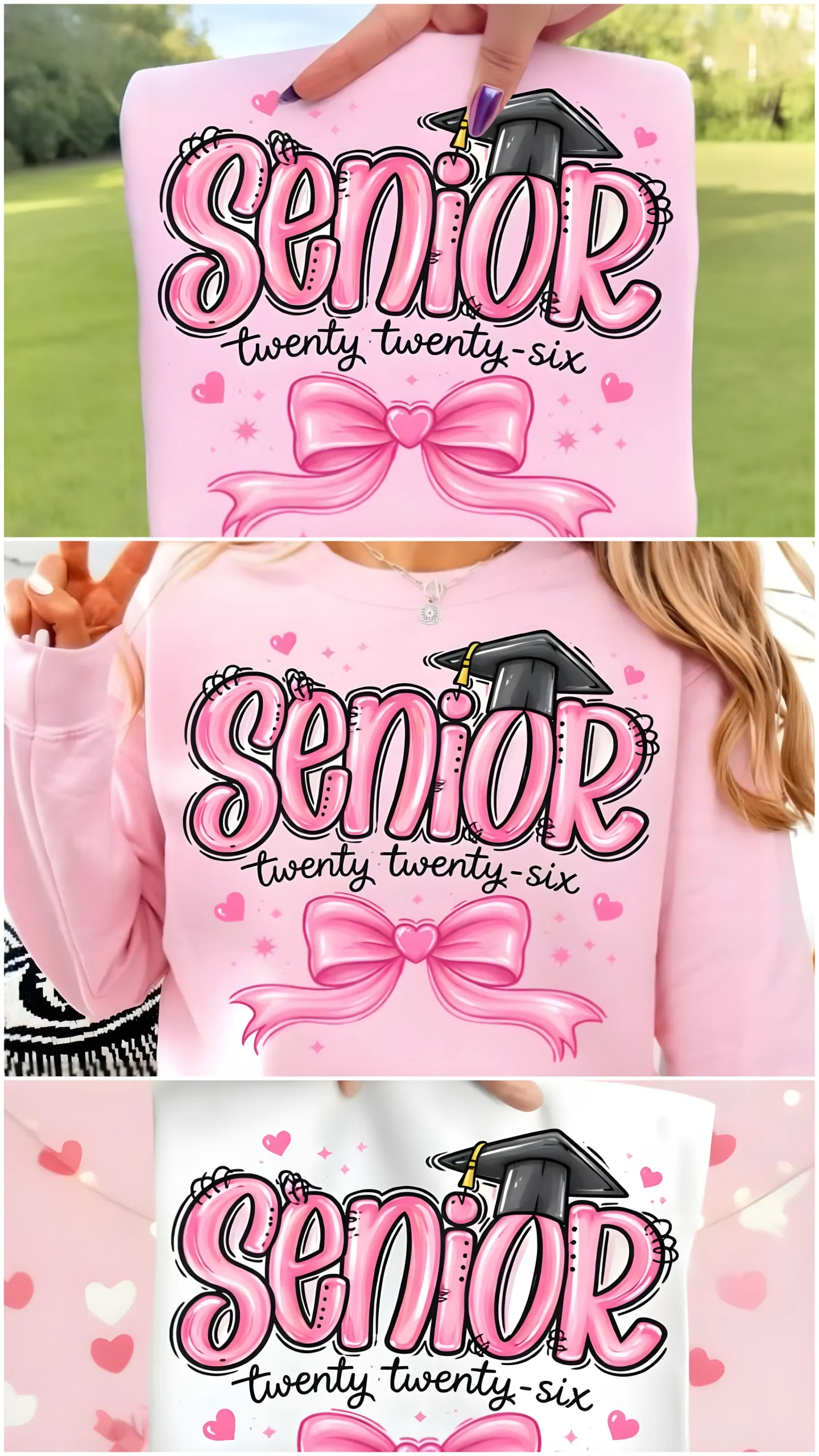 Senior 2026 PNG for Girly Graduation Apparel 4 Senior 2026 shirt design on girly graduation t-shirt mockup