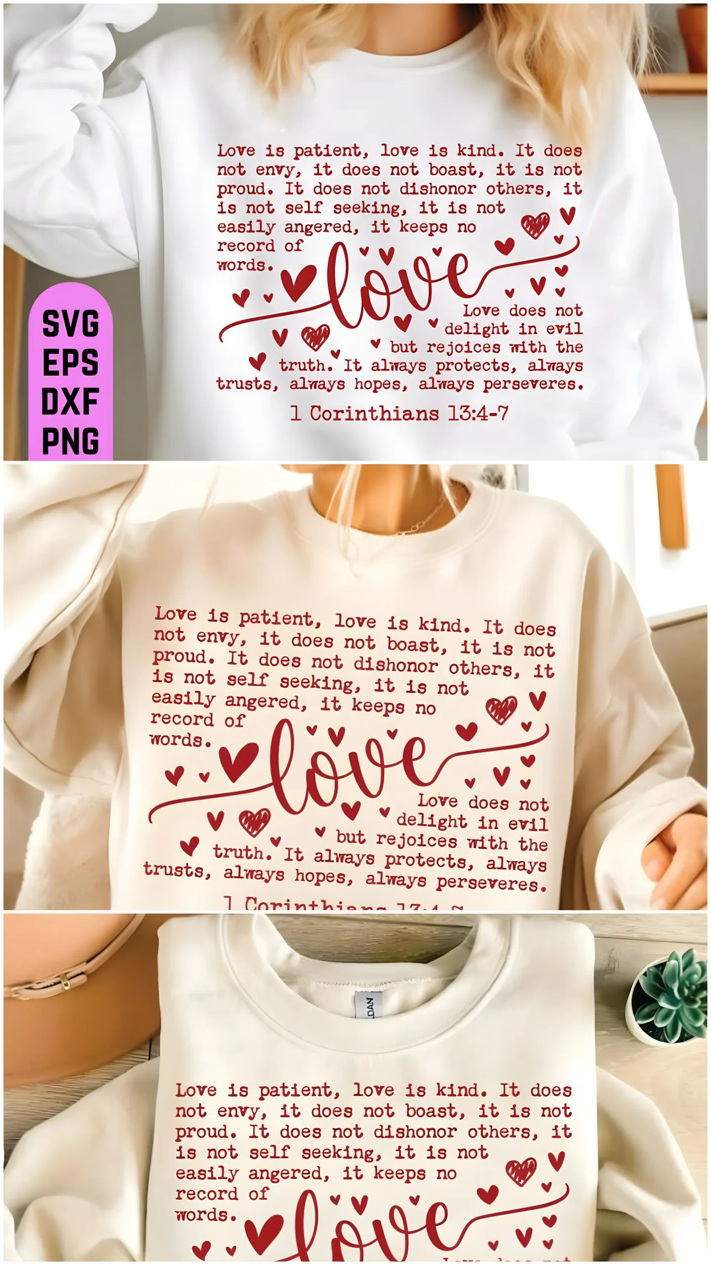 Love Is Patient PNG for Christian Valentine Designs 4 Christian Valentine apparel design Love Is Patient Bible verse PNG