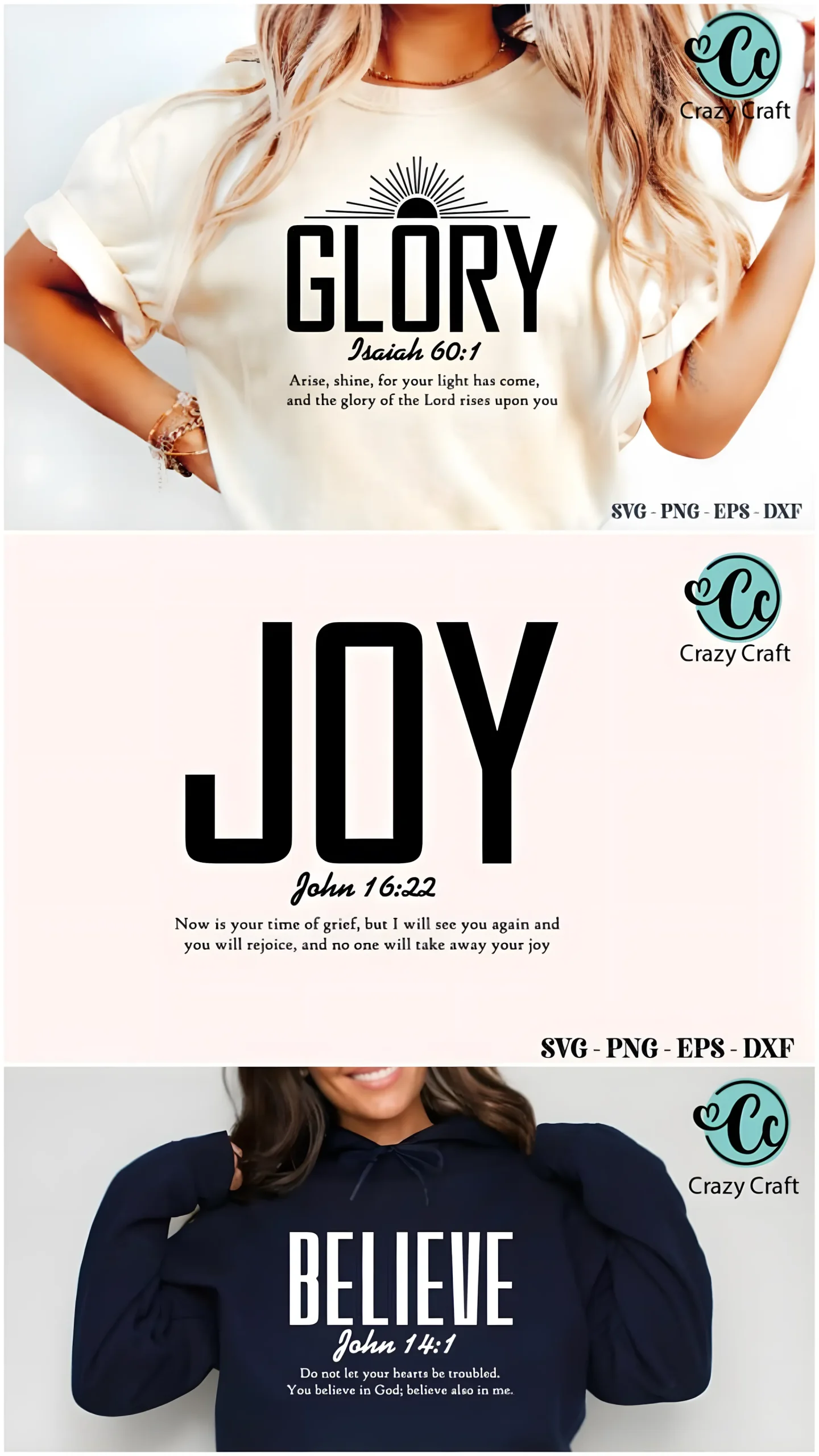 Bible Verse SVG PNG Bundle for Christian Apparel 4 Christian SVG bundle with Bible verse designs for t shirts