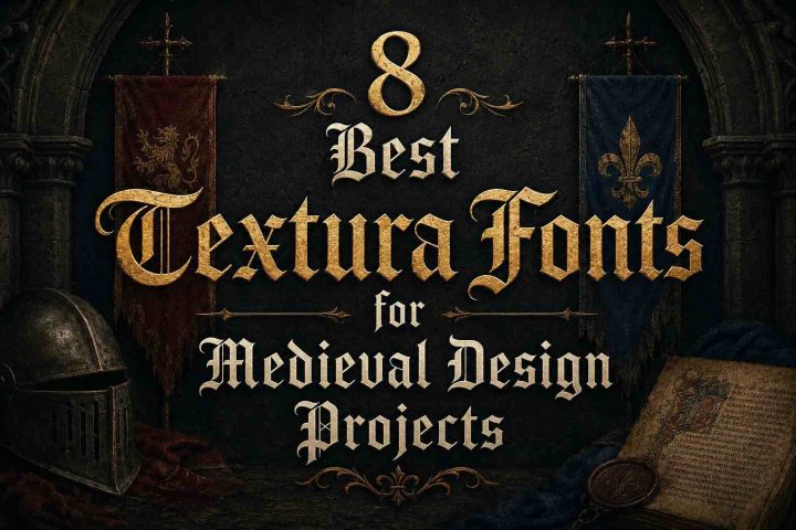 Textura fonts collection for medieval design projects with gothic blackletter typography and fantasy-inspired medieval lettering