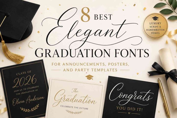 Elegant graduation fonts for invitations, posters, and party templates