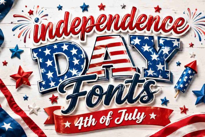 Independence Day fonts for festive 4th of July patriotic designs with red white and blue style